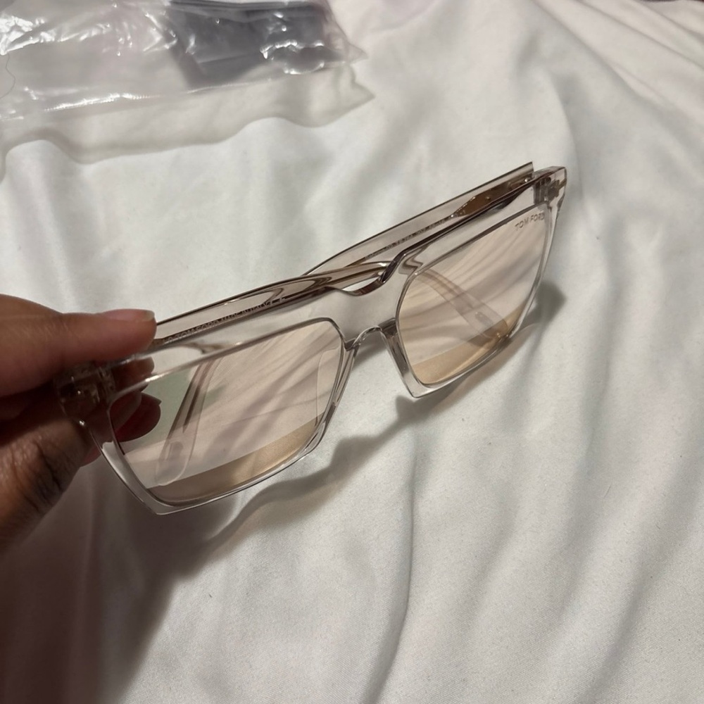 SABRINA Tom Ford Tan Oversized Square Sunglasses - Picture 3 of 8